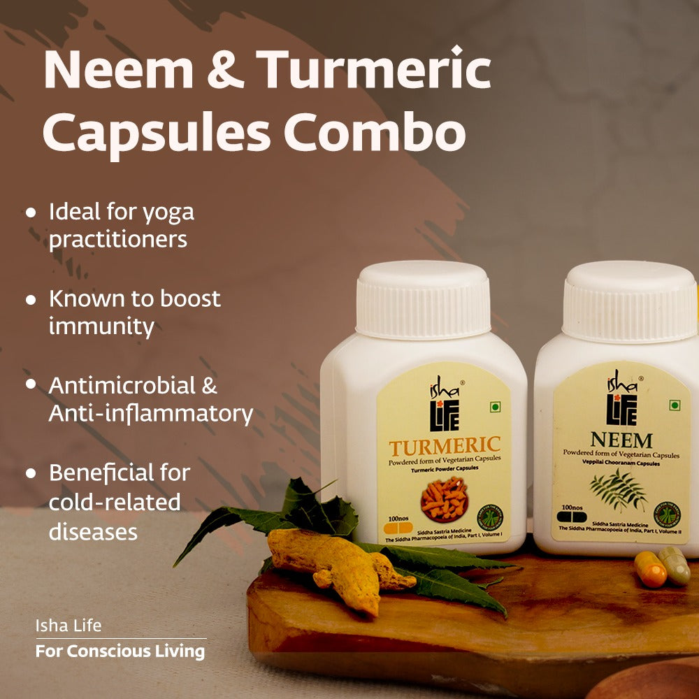 Isha Life Neem and Turmeric Capsules - Swadesiicart