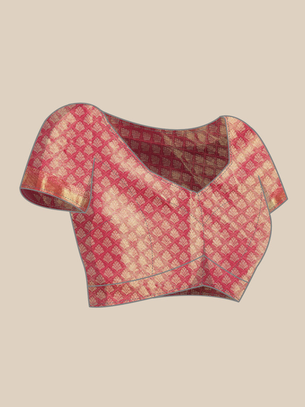 Mustard Brocade Zari Woven Floral Saree with Unstitched Blouse - Hiral Fashion | Swadesiicart