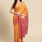 Mustard Brocade Zari Woven Floral Saree with Unstitched Blouse - Hiral Fashion | Swadesiicart
