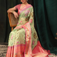 Green Art Silk Digital Print Floral Saree with Unstitched Blouse - Hiral Fashion | Swadesiicart