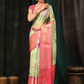 Green Art Silk Digital Print Floral Saree with Unstitched Blouse - Hiral Fashion | Swadesiicart