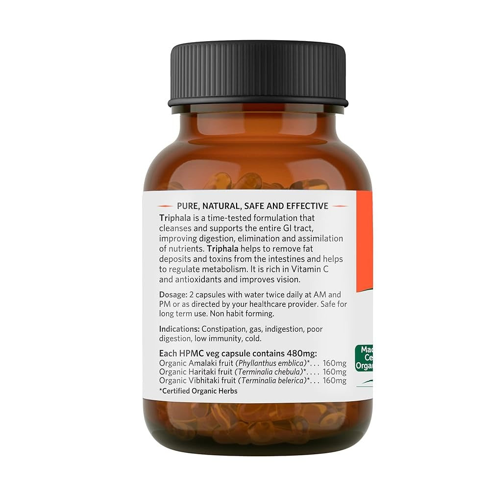 Organic India Triphala Capsules | Certified Organic Digestive Detox & Gut Health Supplement - Swadesiicart