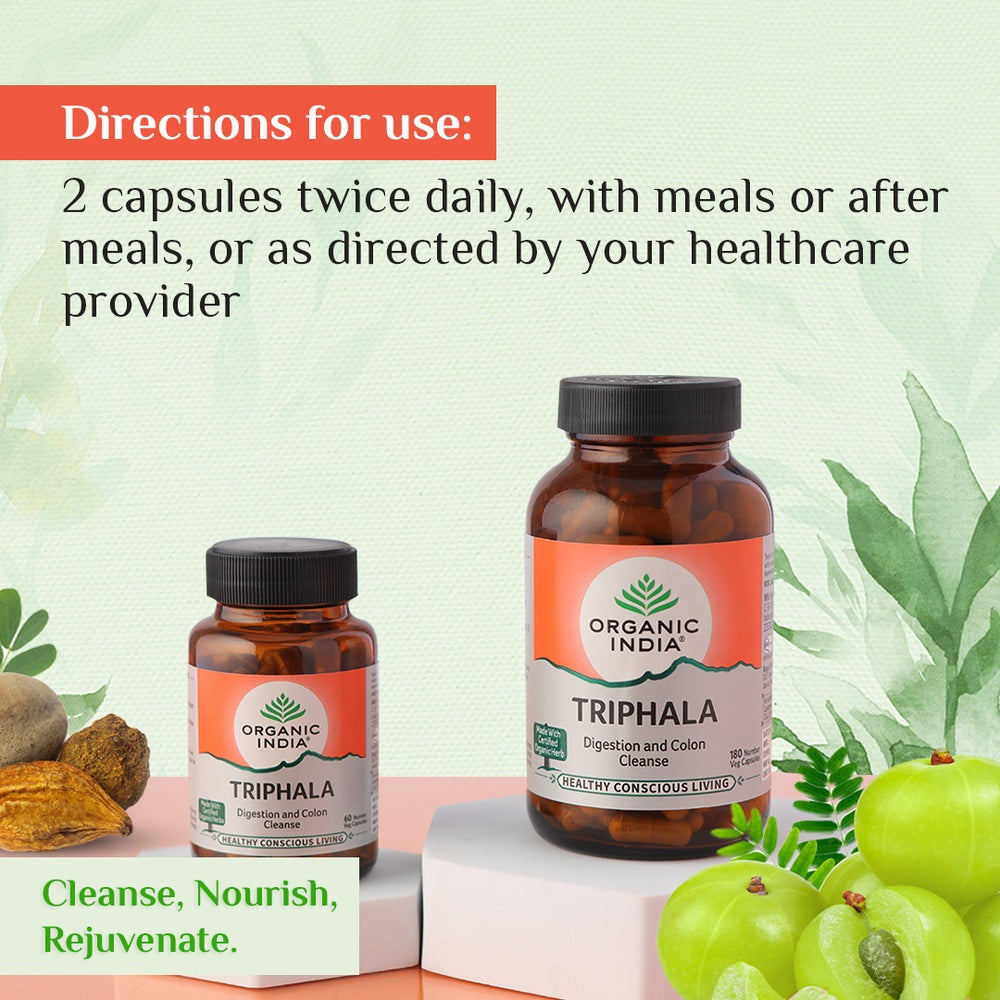 Organic India Triphala Capsules | Certified Organic Digestive Detox & Gut Health Supplement - Swadesiicart