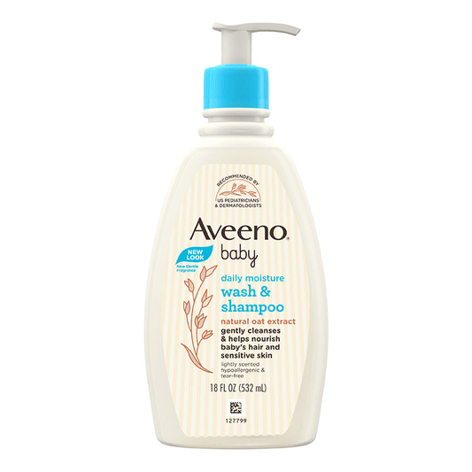 Aveeno Baby Daily Moisture Wash & Shampoo - Natural Oat Gentle Cleanser For Hair, Sensitive Body Skin - Swadesiicart