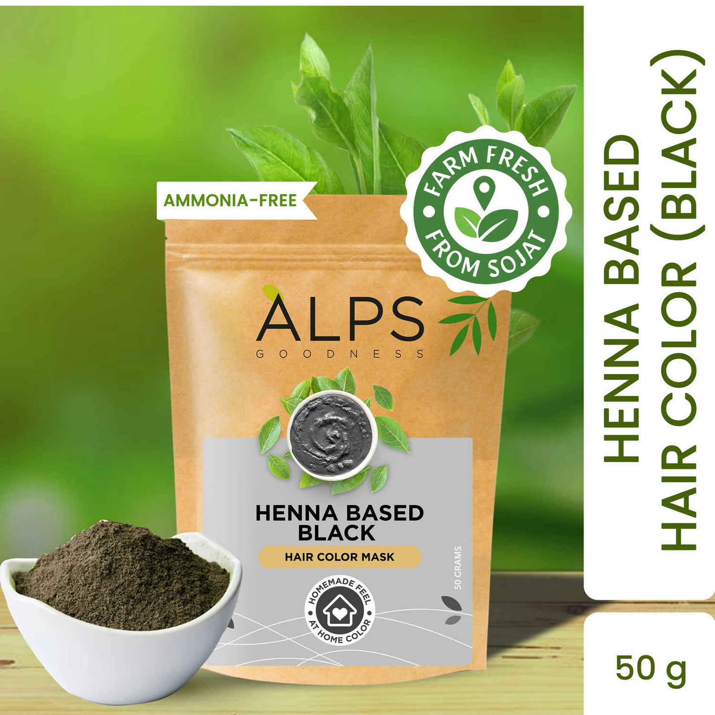 Alps Goodness Henna Based Hair Color Powder - Black - Swadesiicart
