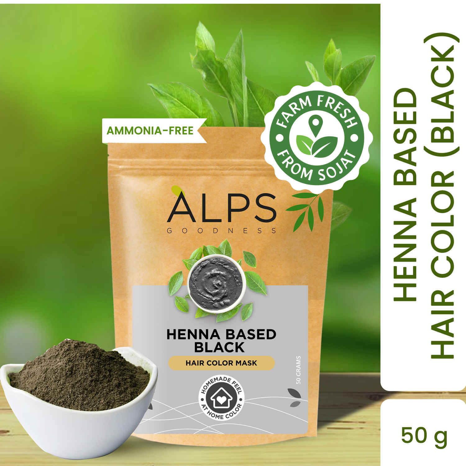 Alps Goodness Henna Based Hair Color Powder - Black - Swadesiicart