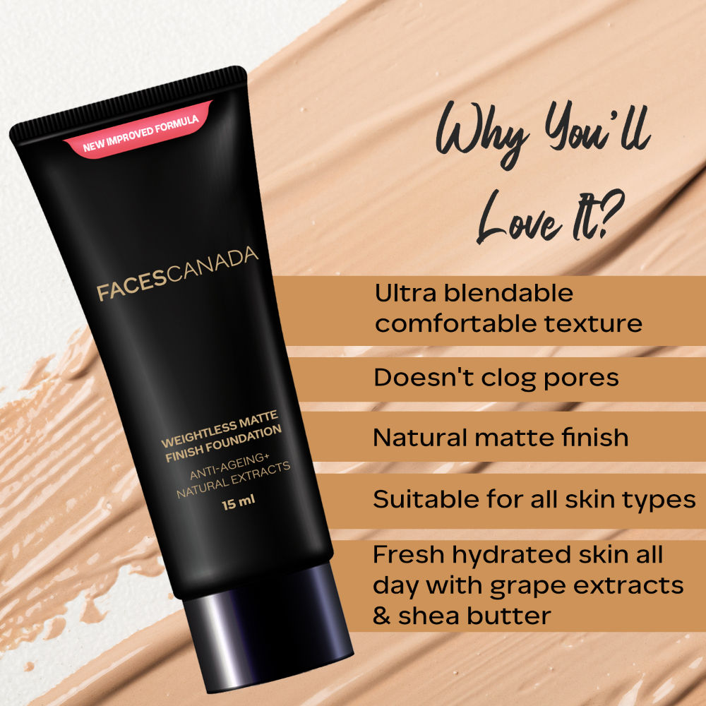Faces Canada Weightless Matte Finish Foundation-Natural 03 - Swadesiicart