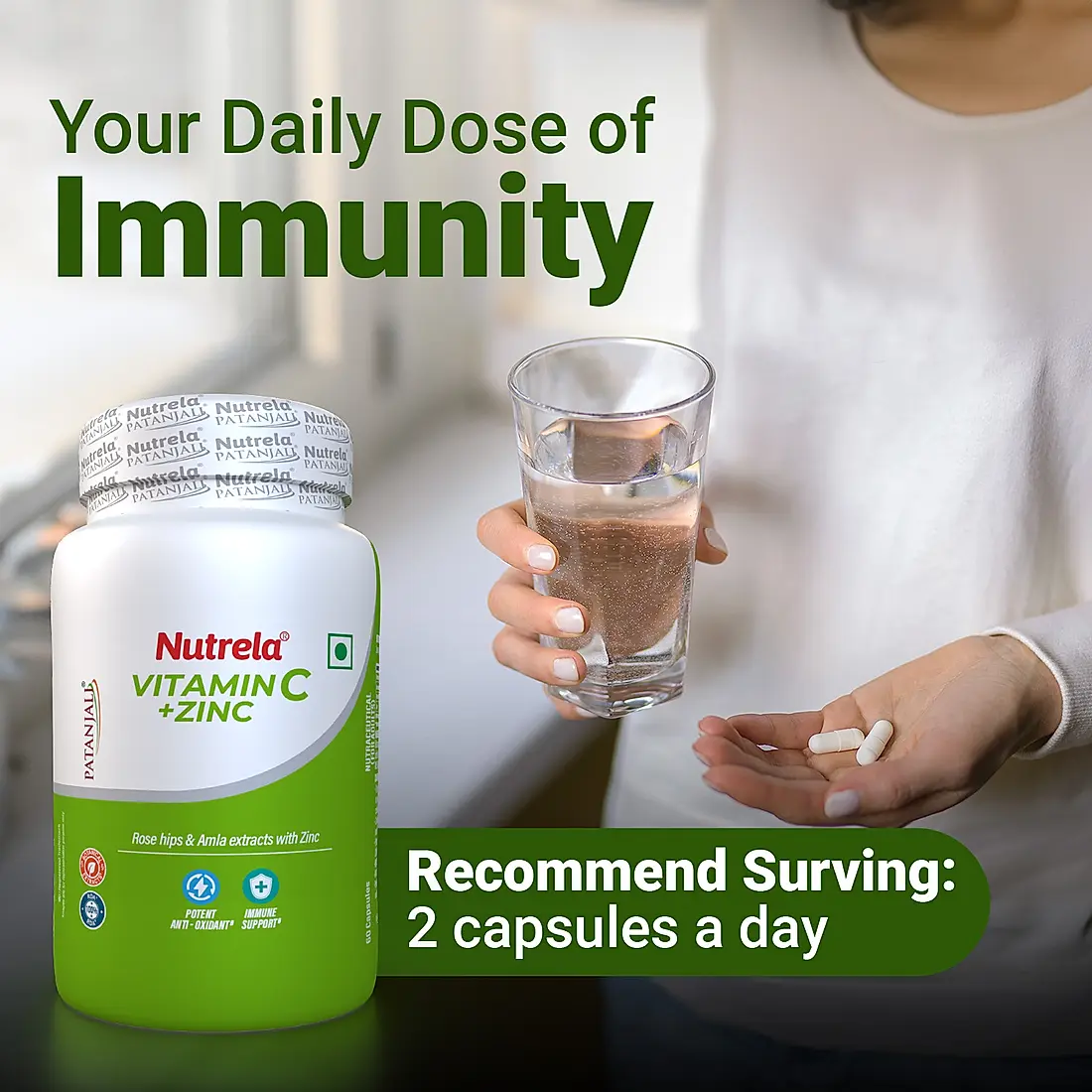 Patanjali Nutrela Natural Vitamin C Plus Zinc Tablets - Swadesiicart