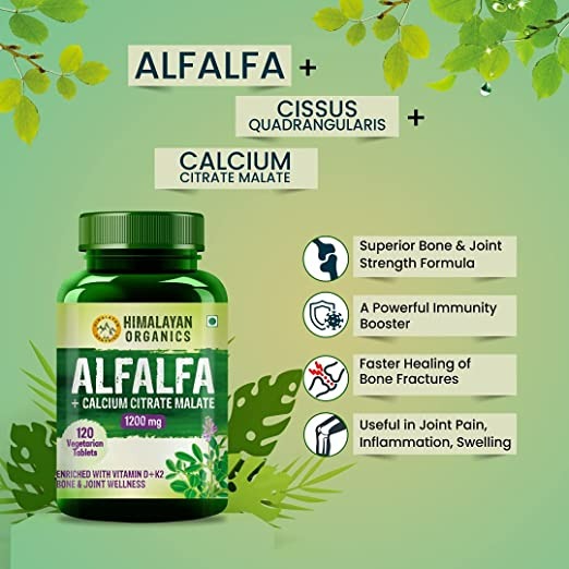 Himalayan Organics Alfalfa + Calcium Citrate Malate 1200mg Tablets - Swadesiicart