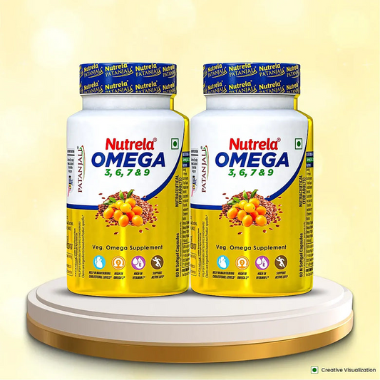 Patanjali Nutrela Organic Omega 3, 6, 7, 9 Capsules | Complete Essential Fatty Acid Supplement - Swadesiicart