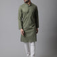 Even Apparels Green Pure Cotton Kurta With Band Collar | Swadesiicart