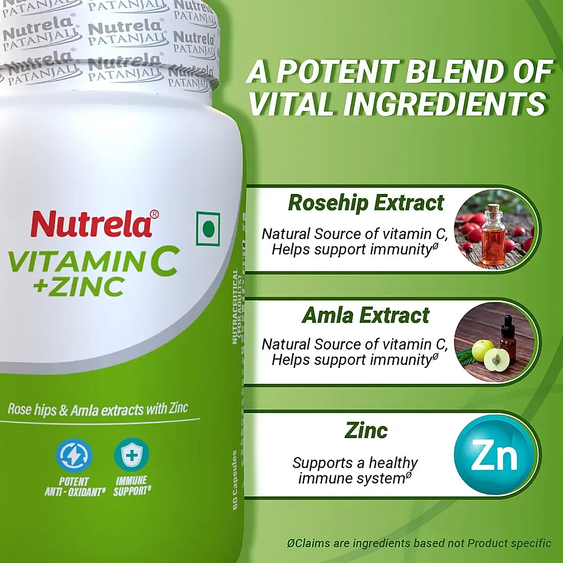 Patanjali Nutrela Natural Vitamin C Plus Zinc Tablets - Swadesiicart