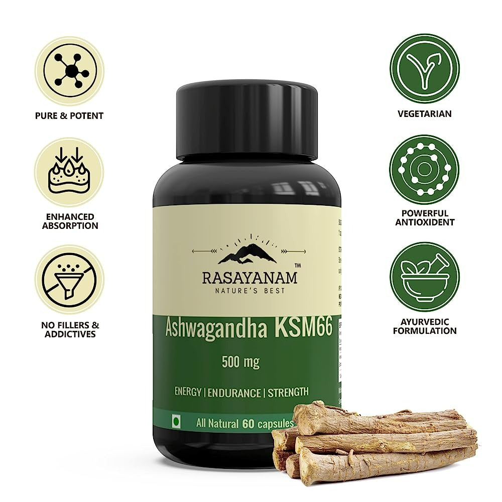 Rasayanam Ashwagandha KSM-66 Capsules - Swadesiicart
