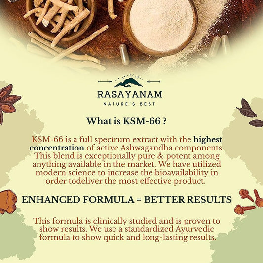 Rasayanam Ashwagandha KSM-66 Capsules - Swadesiicart