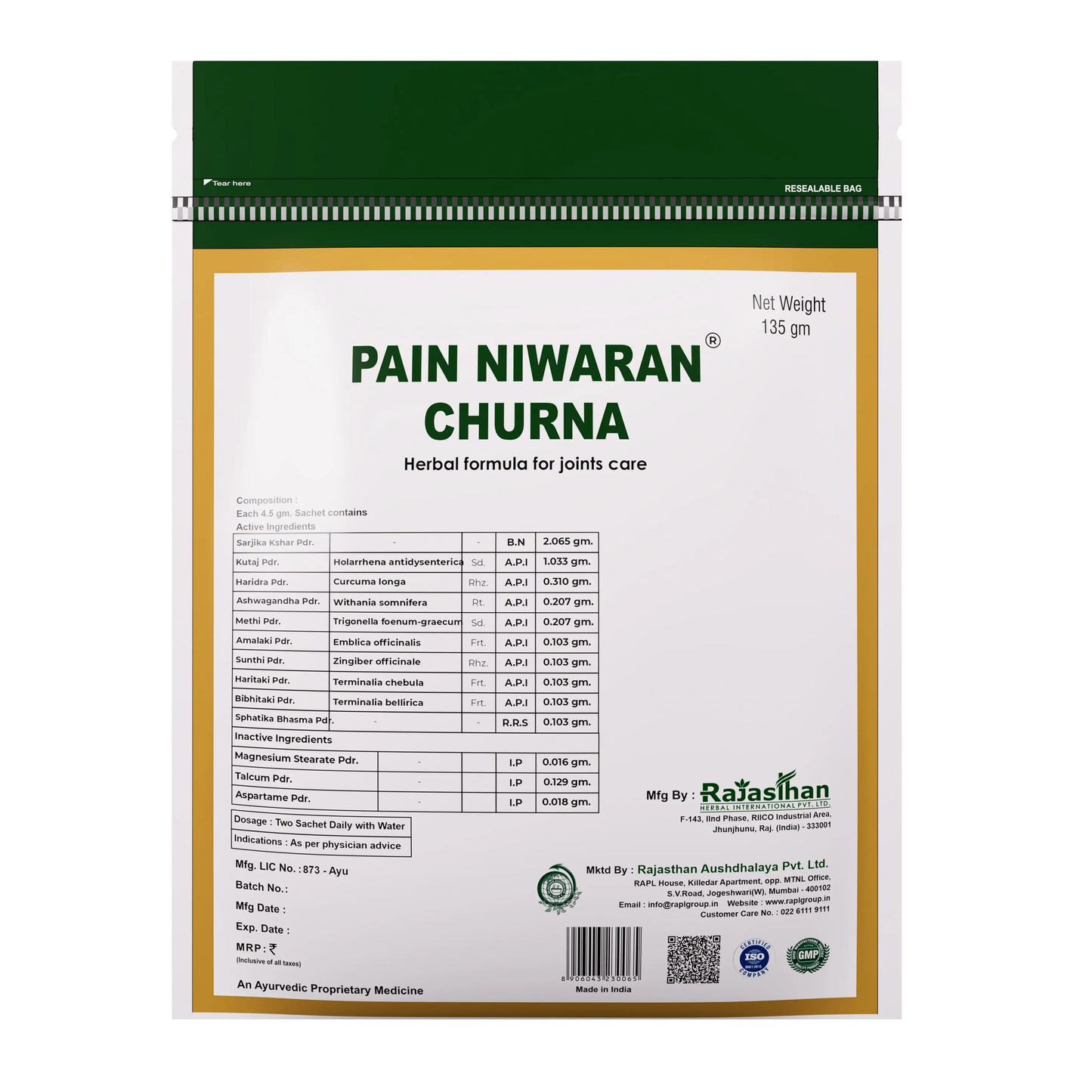 Rajasthan Herbals Pain Niwaran Churna - Swadesiicart
