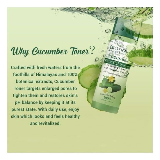 Biotique Bio Cucumber Pore Tightening Freshener With Himalayan Waters - Swadesiicart