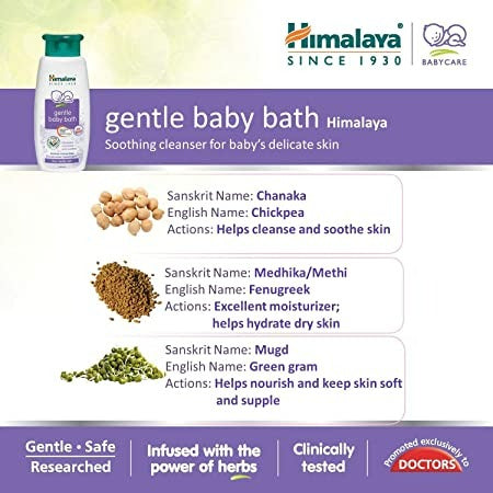 Himalaya Gentle Baby Wash | Ultra-Mild Ayurvedic Body Wash for Newborn & Sensitive Baby Skin - Swadesiicart