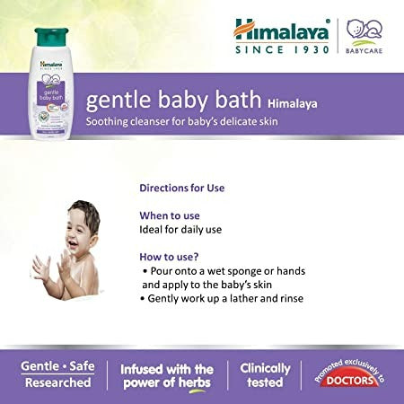 Himalaya Gentle Baby Wash | Ultra-Mild Ayurvedic Body Wash for Newborn & Sensitive Baby Skin - Swadesiicart