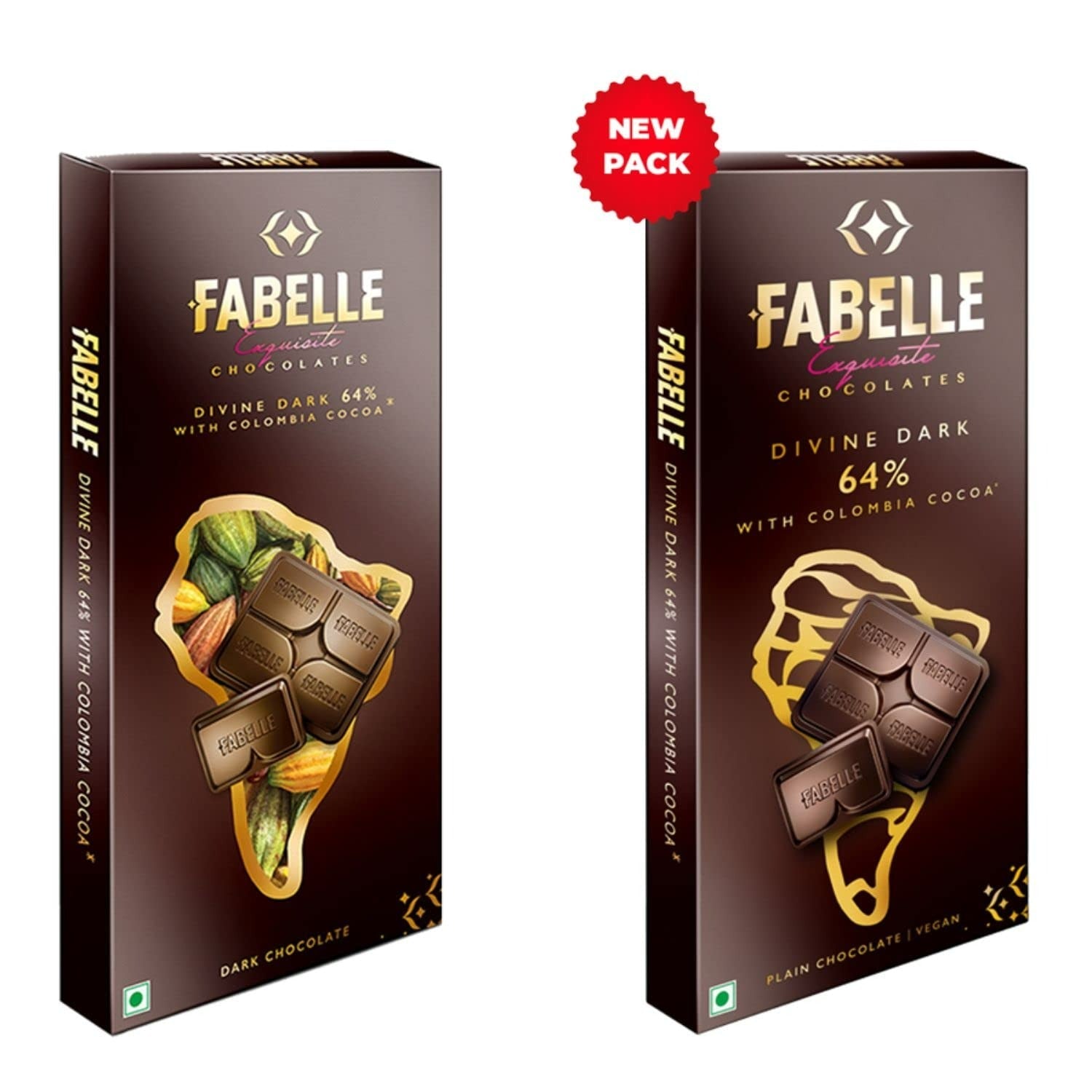 Fabelle Divine Dark 64% With Colombia Cocoa - Dark Chocolate Luxury Bar - Swadesiicart