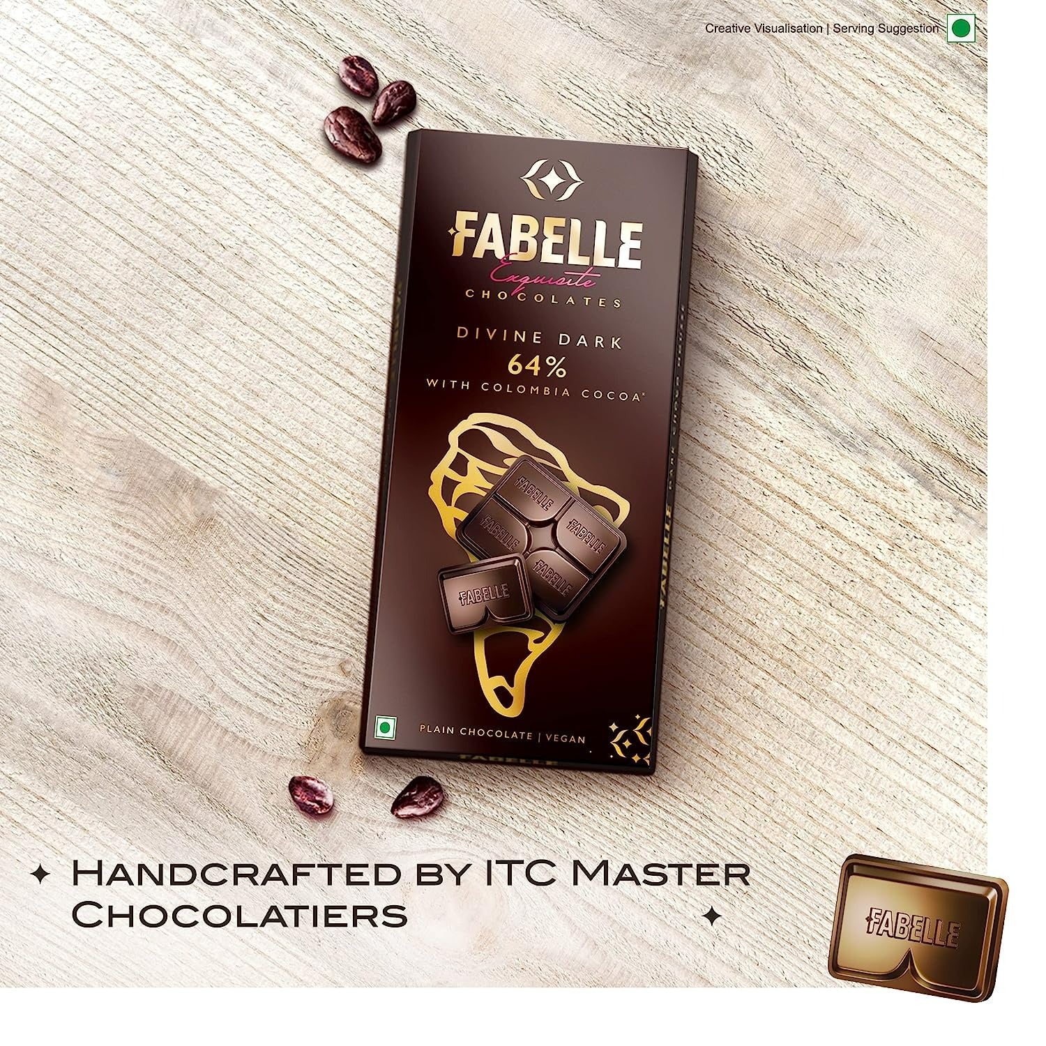 Fabelle Divine Dark 64% With Colombia Cocoa - Dark Chocolate Luxury Bar - Swadesiicart
