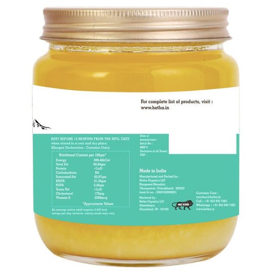 Hetha Himalayan Badri Cow A2 cultured Bilona Ghee / A2 Ghee | Organic and Pure Cow Ghee | Made From Grass Fed A2 Cow's Milk - Swadesiicart