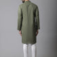 Even Apparels Green Pure Cotton Kurta With Band Collar | Swadesiicart