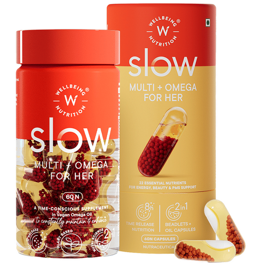Wellbeing Nutrition Slow Multi + Omega for Her Capsules - Nutritionalab Private Limited