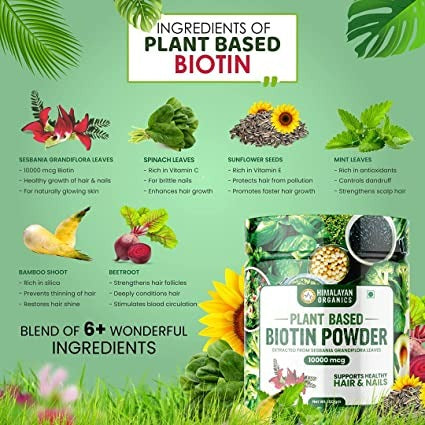 Himalayan Organics Plant Based Biotin 10000mcg Capsules - Swadesiicart