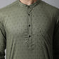 Even Apparels Green Pure Cotton Kurta With Band Collar | Swadesiicart