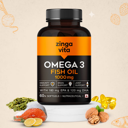 Zingavita Omega 3 Fish Oil 1000mg Softgels | Swadesiicart