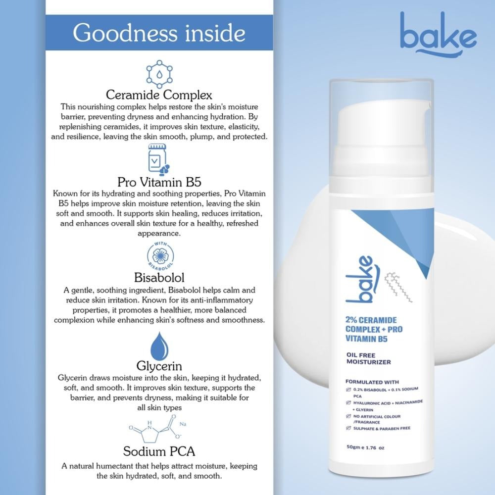 Bake Super Glow+ Oil Free Ceramide Barrier Repair Moisturiser | Swadesiicart