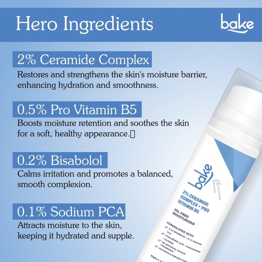 Bake Super Glow+ Oil Free Ceramide Barrier Repair Moisturiser | Swadesiicart