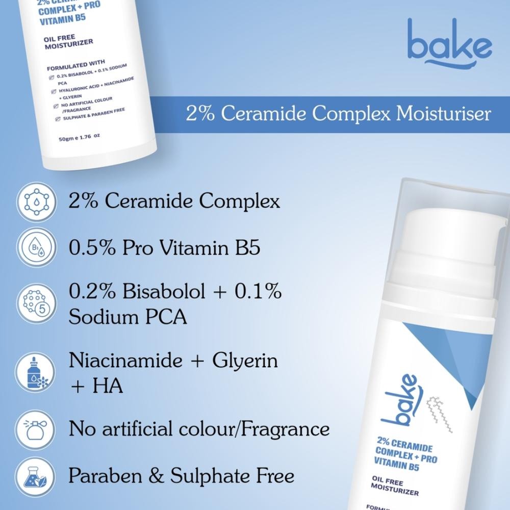 Bake Super Glow+ Oil Free Ceramide Barrier Repair Moisturiser | Swadesiicart