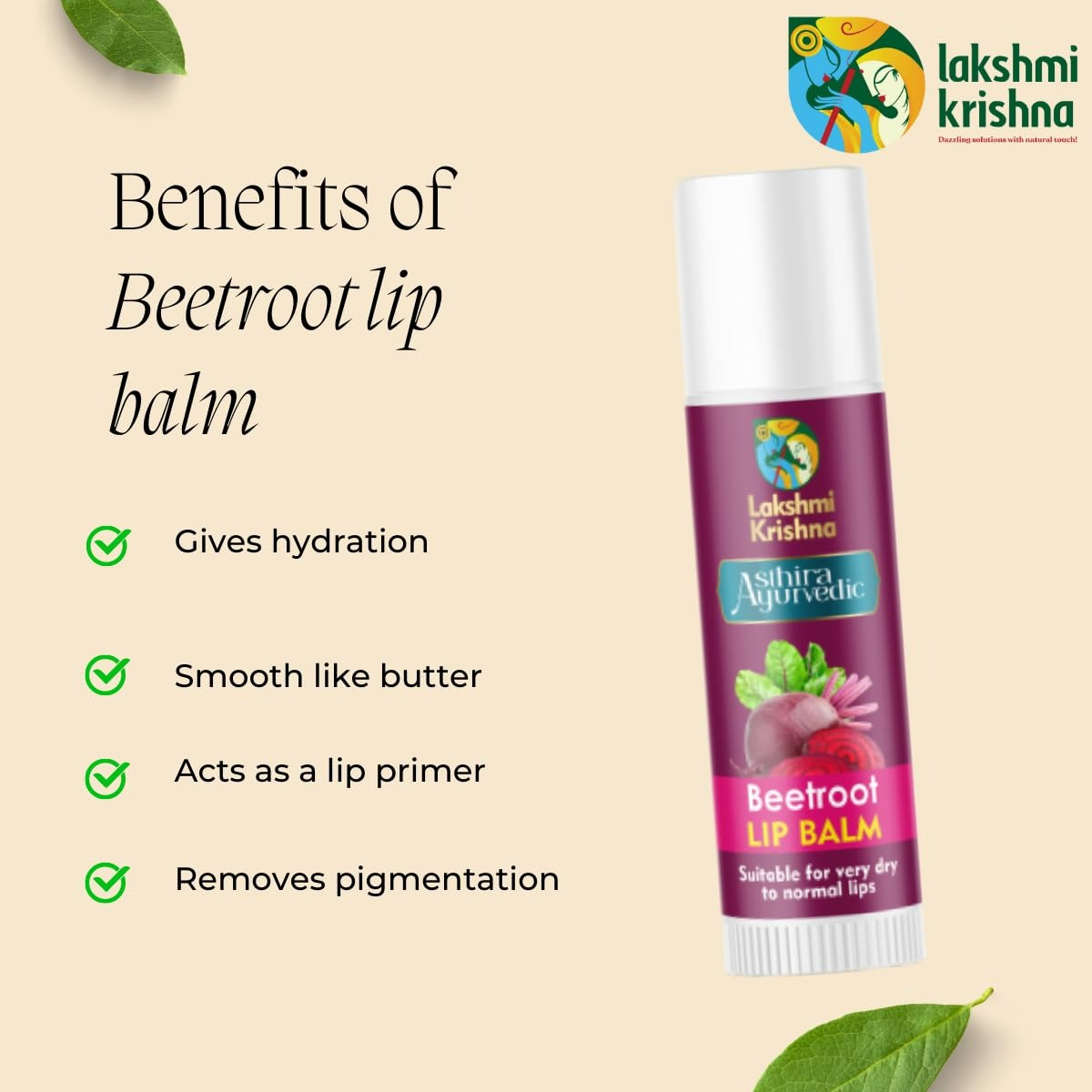 Lakshmi Krishna Naturals Beetroot Lip Balm - Swadesiicart