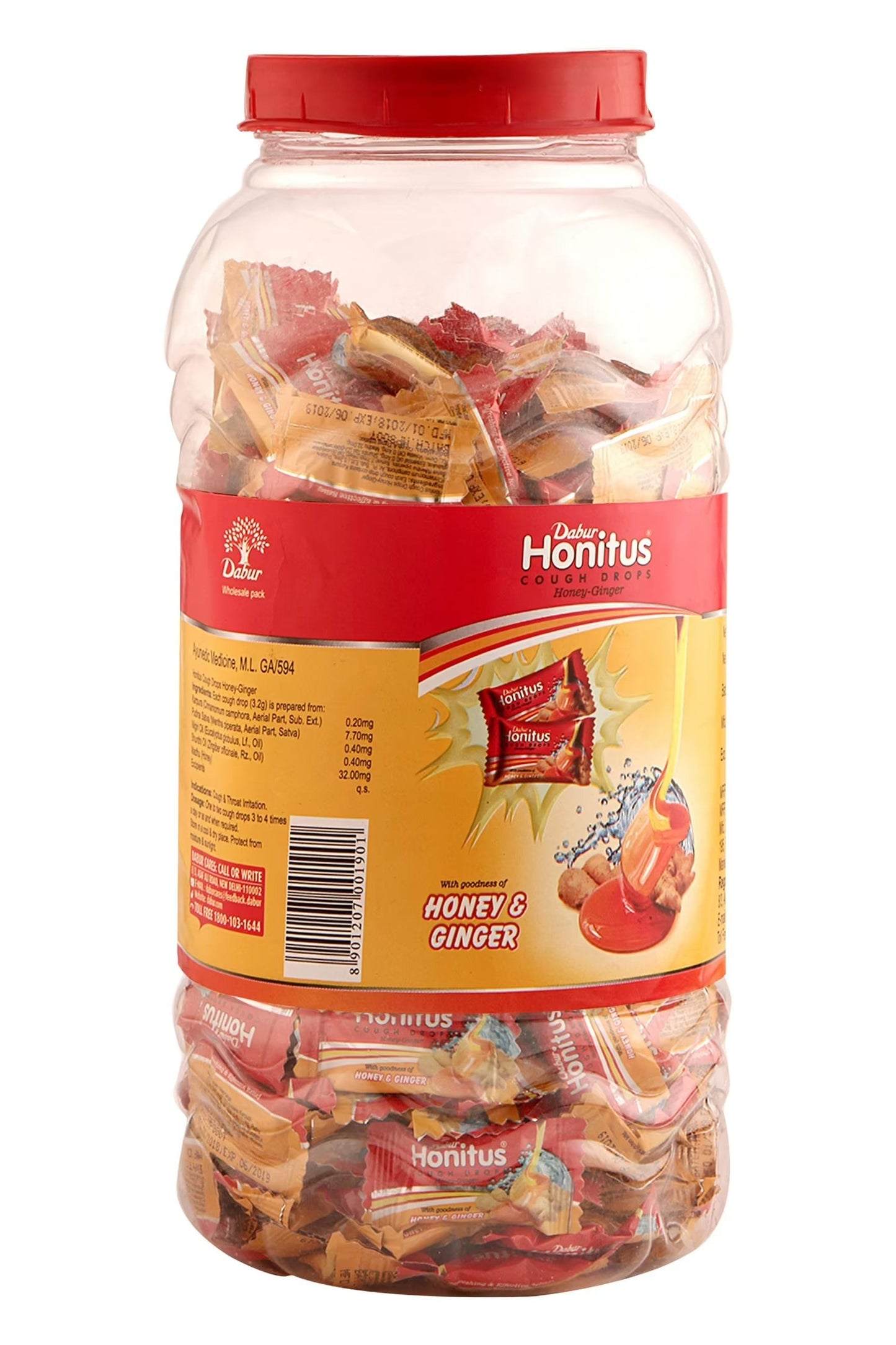 Dabur Honitus Lozenges Jar - 300 Count (Honey Ginger) | Swadesiicart