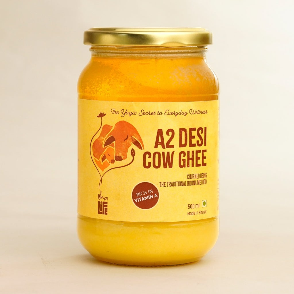 Isha Life Pure A2 Desi Cow Ghee | Made Traditionally from Curd | Made from Grass-fed Free Grazing Desi Cows' Milk - Swadesiicart