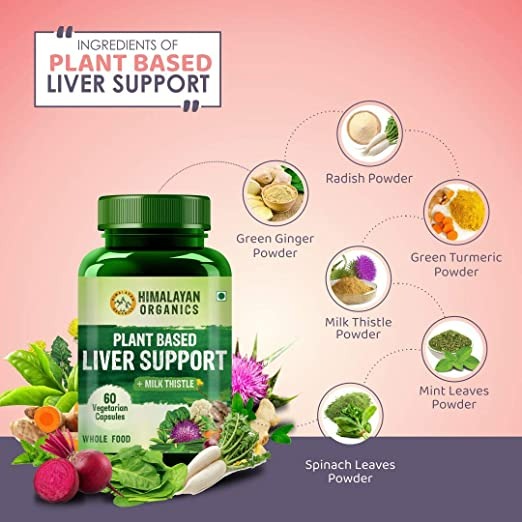 Himalayan Organics Plant Based Liver Support + Milk Thistle Vegetarian Capsules - Swadesiicart