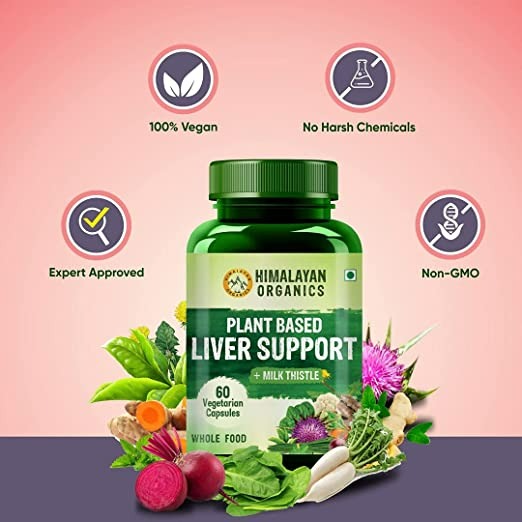 Himalayan Organics Plant Based Liver Support + Milk Thistle Vegetarian Capsules - Swadesiicart