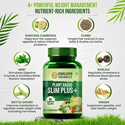 Himalayan Organics Plant Based Slim Plus + Vegetarian Capsules - Swadesiicart