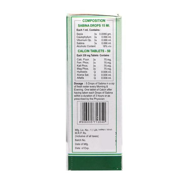 Wheezal Homeopathy Sabina Calcin Drops & Tablets | Swadesiicart