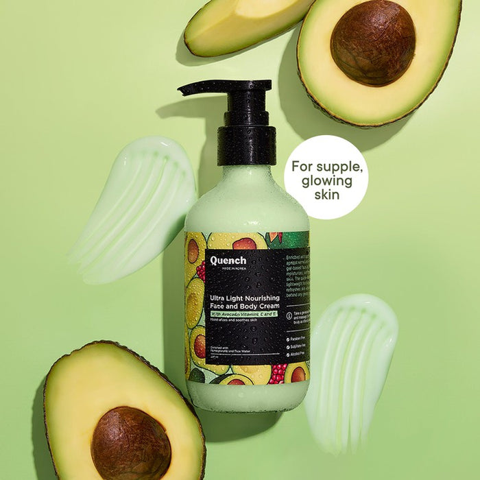 Quench Botanics Bravocado Ultra Light Nourishing Face and Body Cream, Korean Skin Care | Swadesiicart