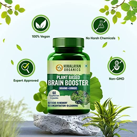 Himalayan Organics Plant-Based Brain Booster Supplement Capsules - Swadesiicart