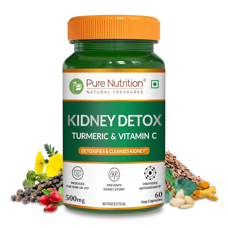 Pure Nutrition Kidney Detox with Turmeric & Vitamin C Veg Capsules - Swadesiicart
