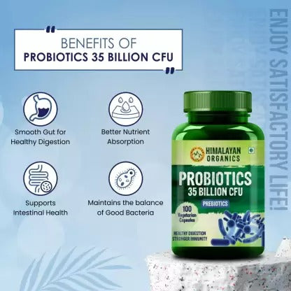 Himalayan Organics Probiotics 35 Billion CFU Prebiotics Vegetarian Capsules - Swadesiicart