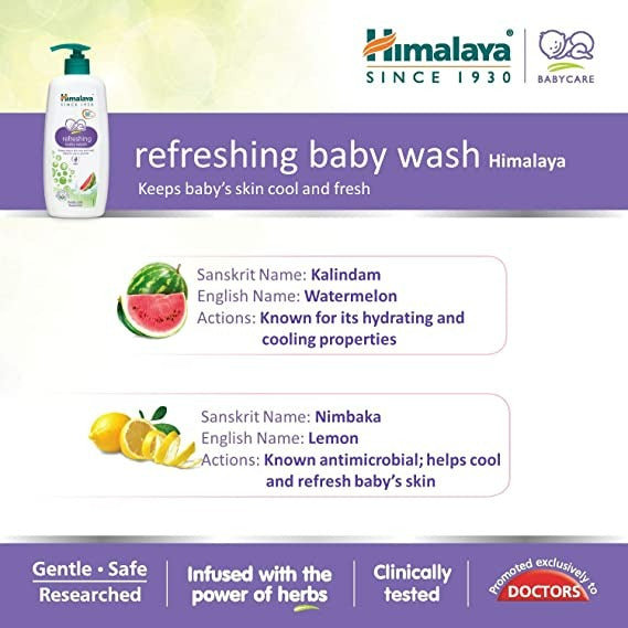 Himalaya Refreshing Baby Wash | Gentle Ayurvedic Body Wash for Baby's Delicate Skin - Swadesiicart