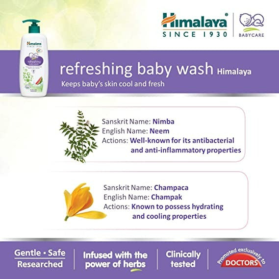 Himalaya Refreshing Baby Wash | Gentle Ayurvedic Body Wash for Baby's Delicate Skin - Swadesiicart