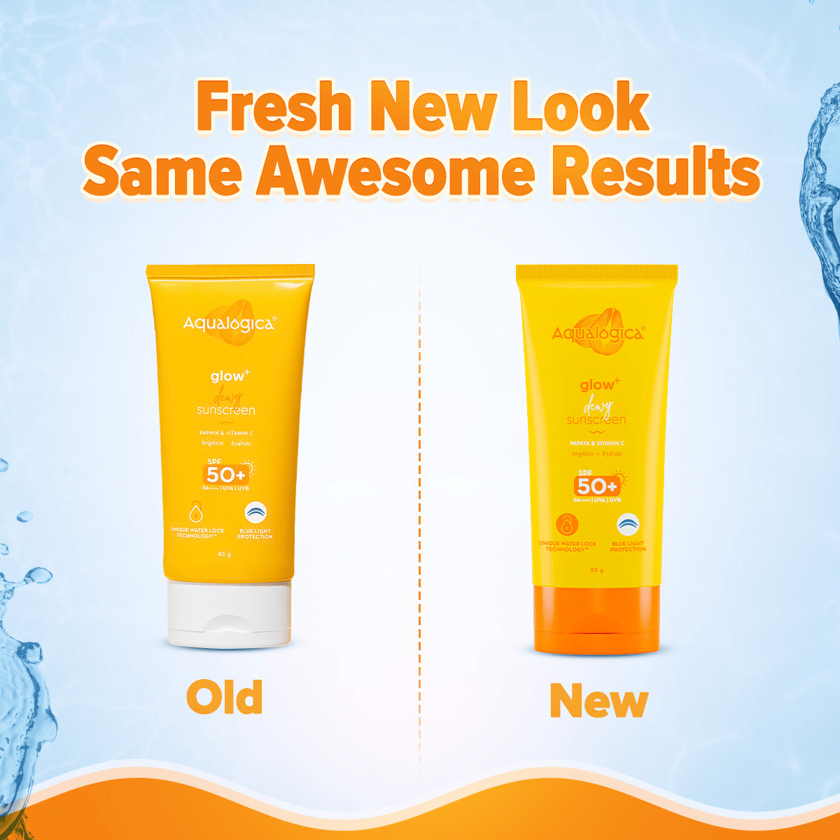 Aqualogica Glow + Dewy Sunscreen With Papaya & Vitamin C SPF 50+ PA++ - Swadesiicart