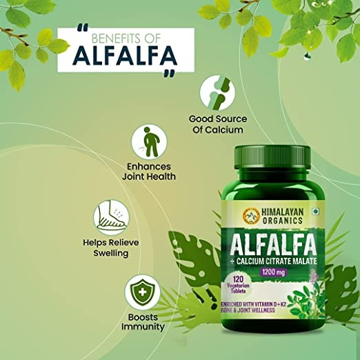 Himalayan Organics Alfalfa + Calcium Citrate Malate 1200mg Tablets - Swadesiicart