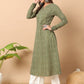 FIORRA Women's Floral Printed Green Cotton A-Line Kurta - Swadesiicart