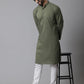 Even Apparels Green Pure Cotton Kurta With Band Collar | Swadesiicart